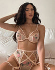 Flower Embroidery Lace Lingerie Set