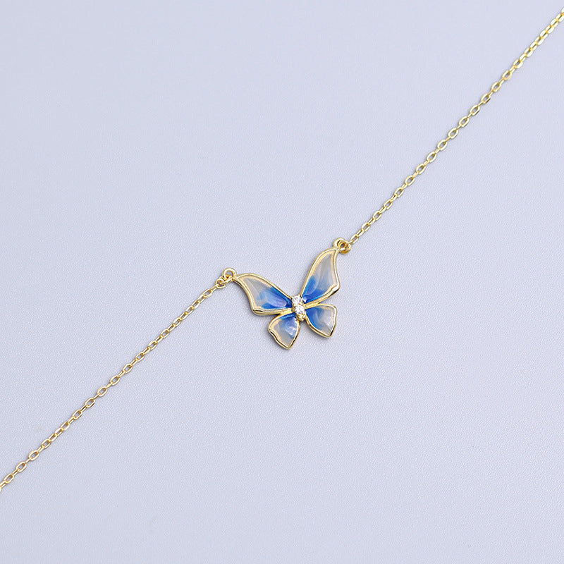 Gradient Blue Butterfly Necklace