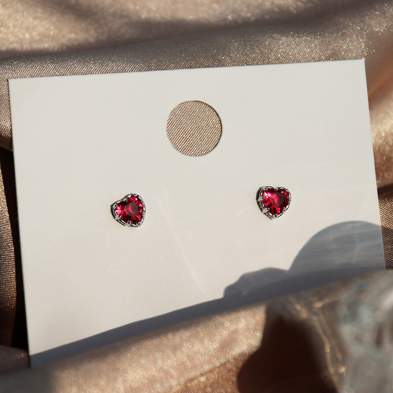 Red Heart Stud Earrings