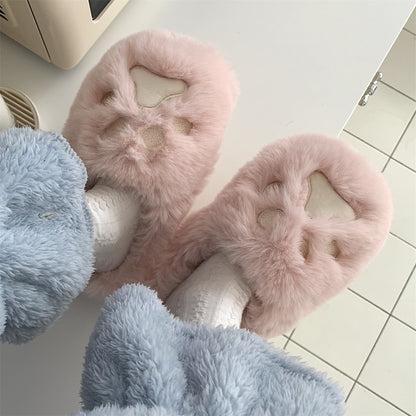 Plush Cat Paw Cotton Slippers