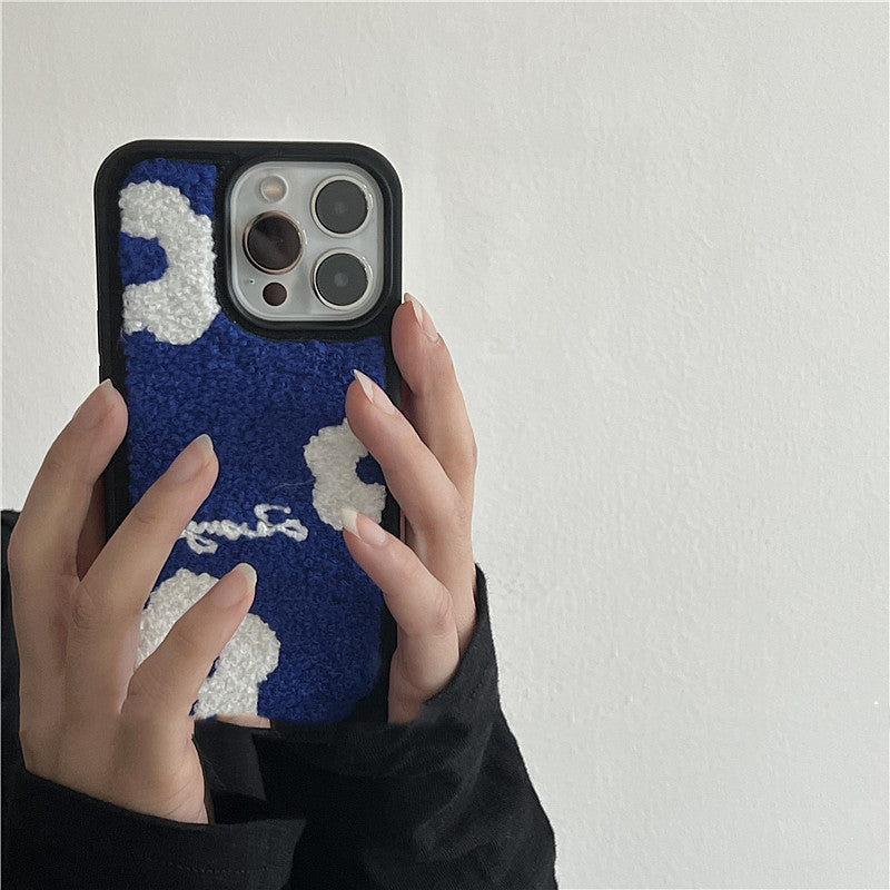 Blue Flower Plush Phone Case