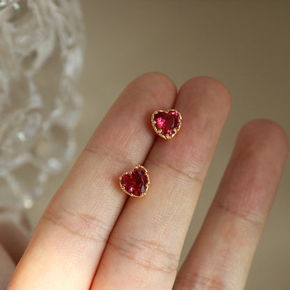 Red Heart Stud Earrings