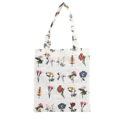 Flower Embroidered Tote Bag