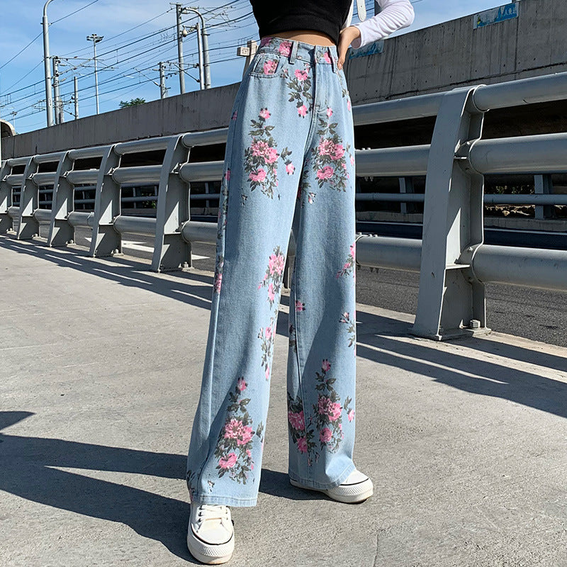 Floral Denim Skirt and Pants