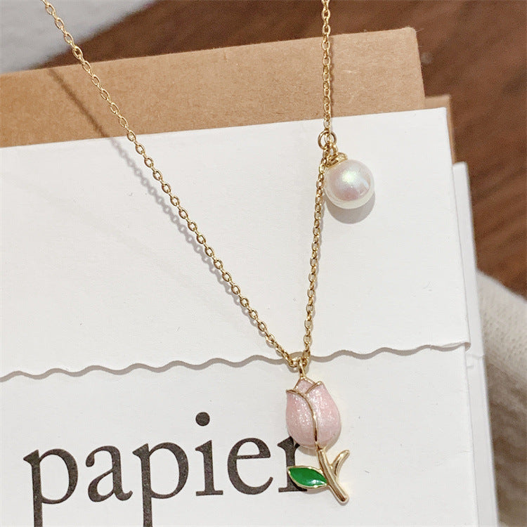 French Pearl and Tulip Necklace