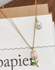 French Pearl and Tulip Necklace