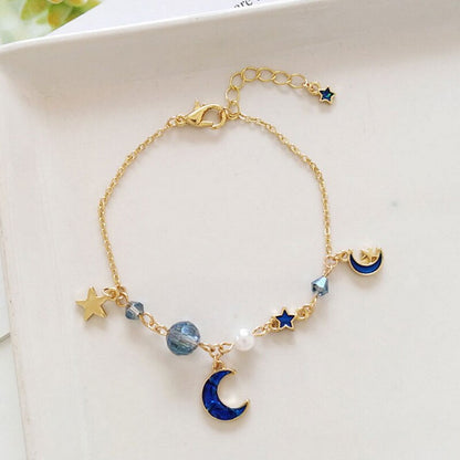 Star and Moon Pearl Bracelets