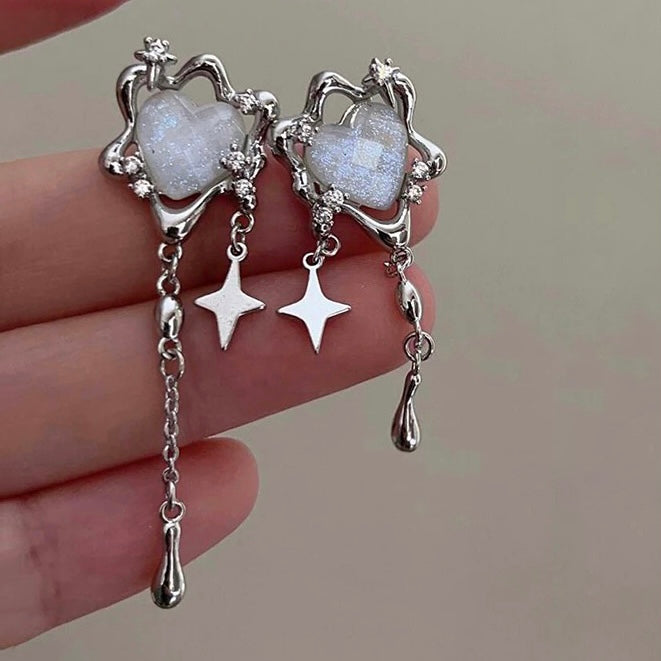 Y2K Metallic Opal Heart and Northern Star Earrings