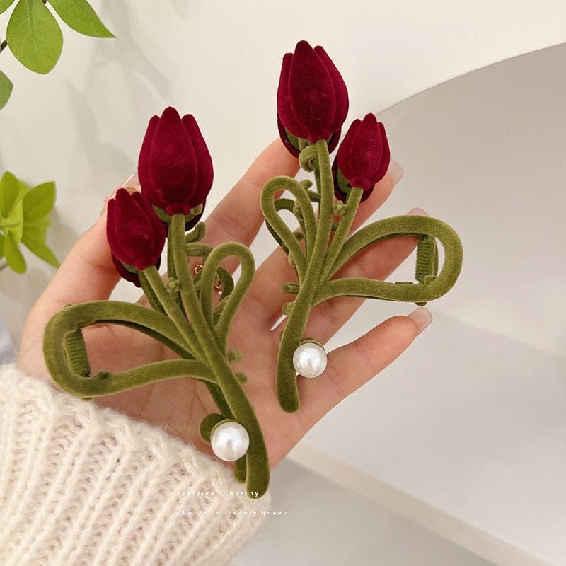 Red Tulip Hair Claw Clip