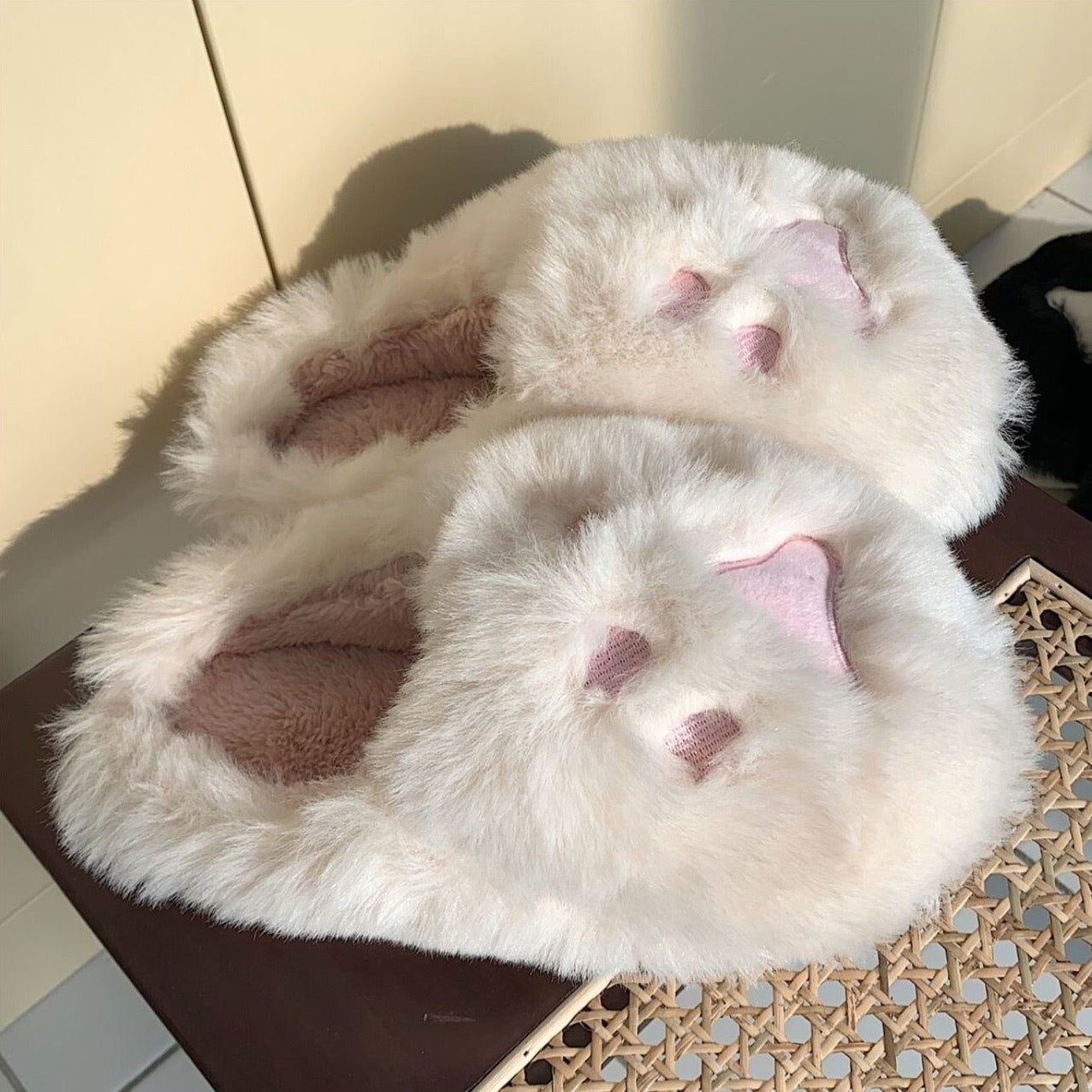 Plush Cat Paw Cotton Slippers