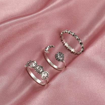 Vintage Moon and Stars Rings Set