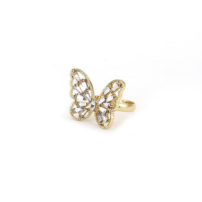 Rhinestone Butterfly Ring