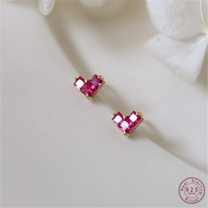 Red Heart Stud Earrings