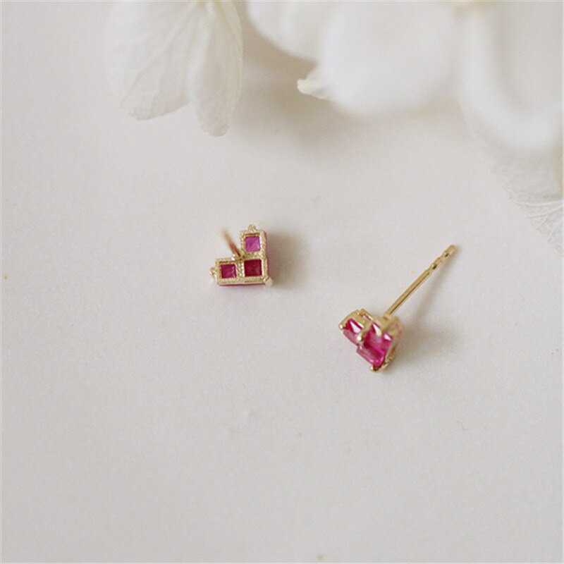 Red Heart Stud Earrings