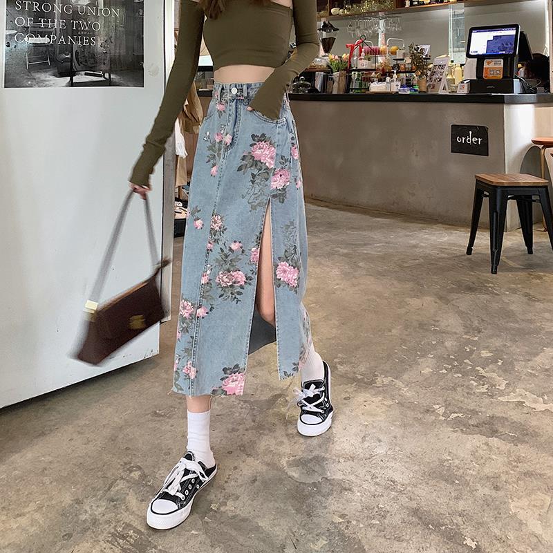 Floral Denim Skirt and Pants