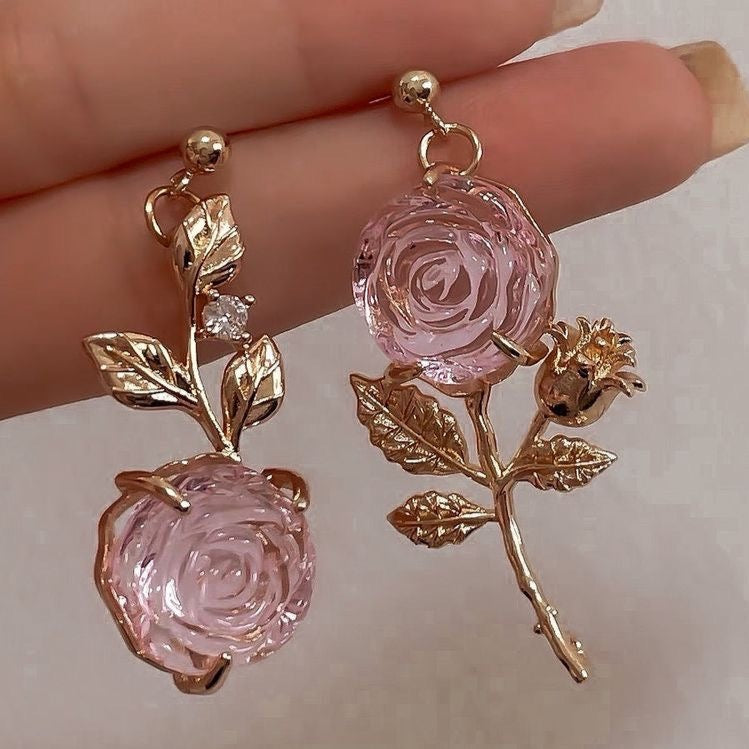 Pink Rose Earrings