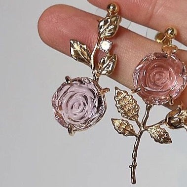 Pink Rose Earrings