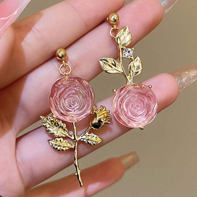 Pink Rose Earrings