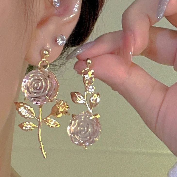 Pink Rose Earrings