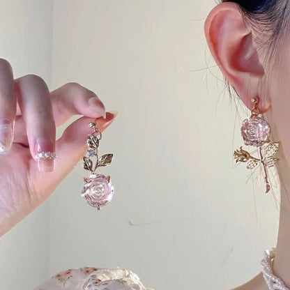 Pink Rose Earrings