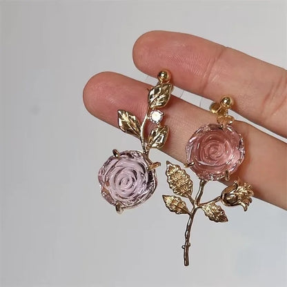 Pink Rose Earrings