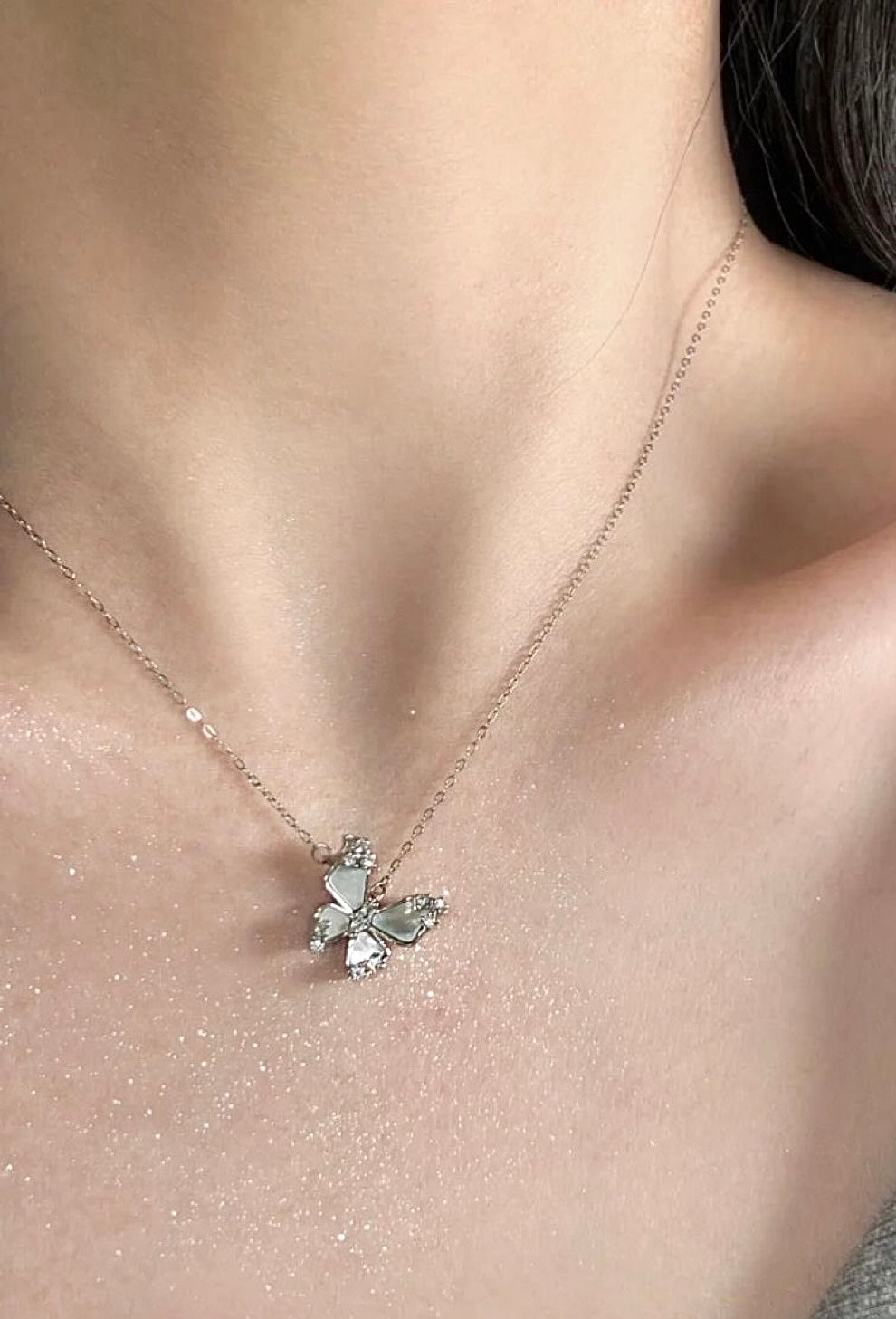 Silver Fairy Butterfly Necklace