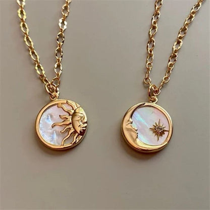 Retro Sun &amp; Moon Necklace