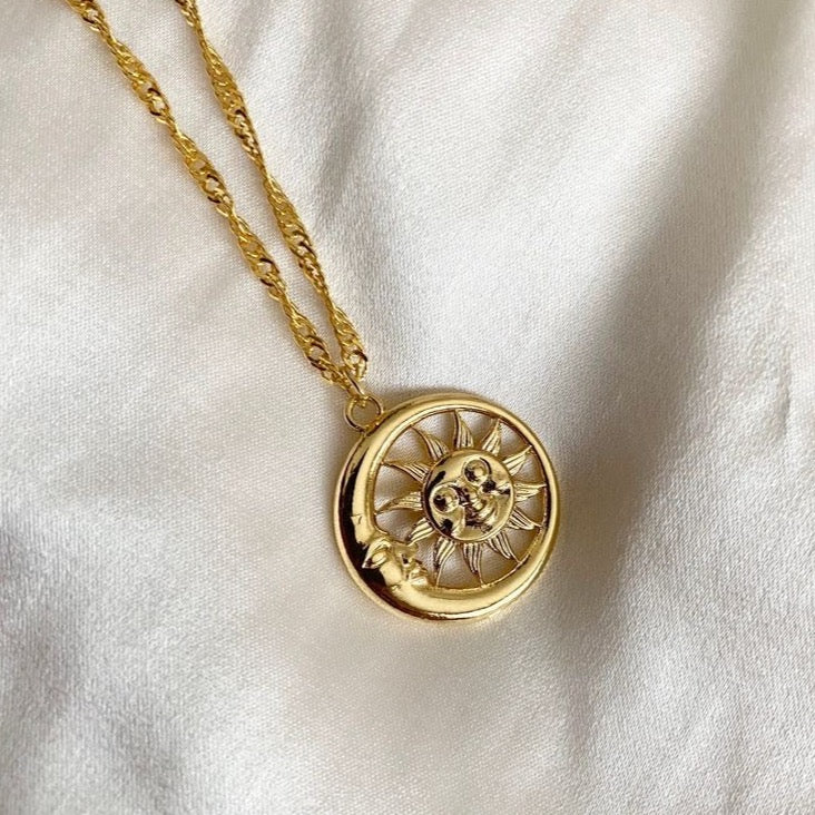 Hugging Sun &amp; Moon Necklace