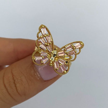 Rhinestone Butterfly Ring