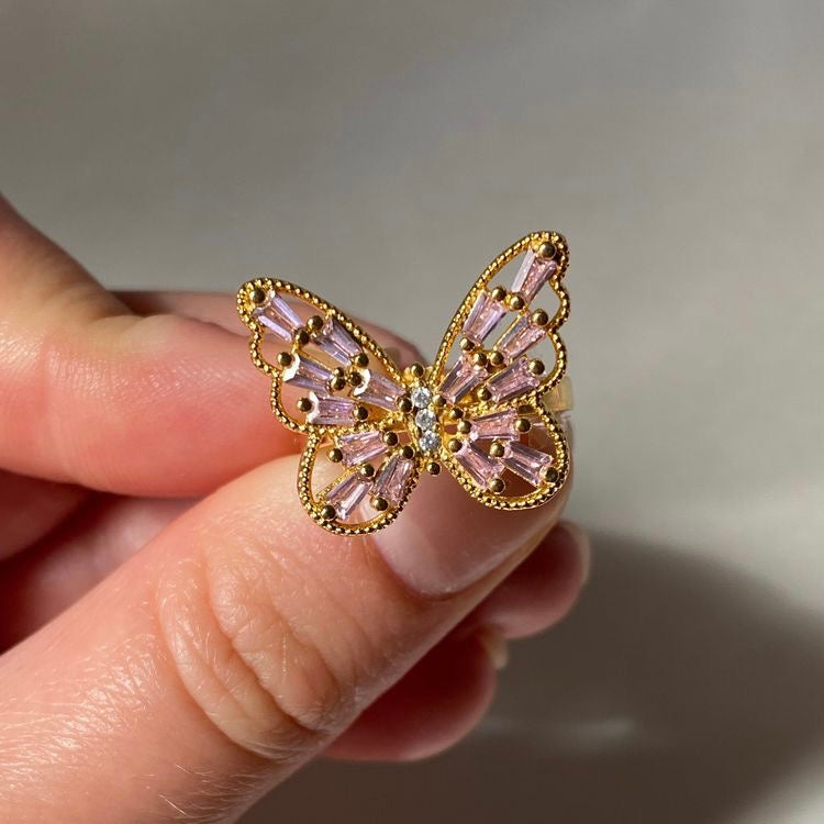 Rhinestone Butterfly Ring