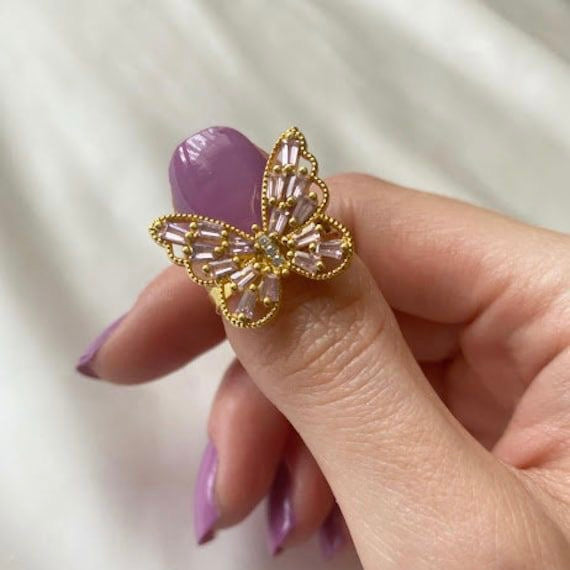 Rhinestone Butterfly Ring