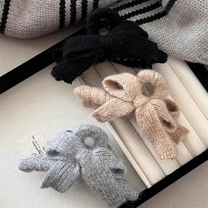 Knitted Bow Hair Claw Clip