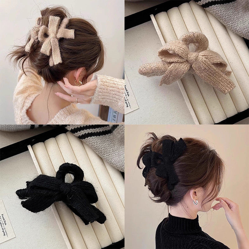 Knitted Bow Hair Claw Clip