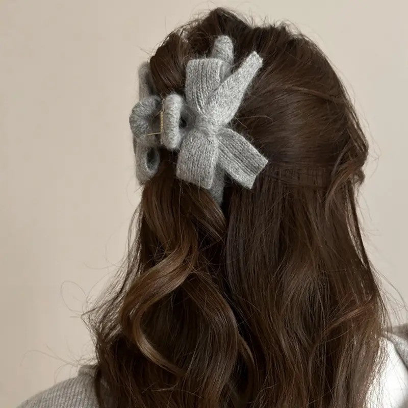 Knitted Bow Hair Claw Clip