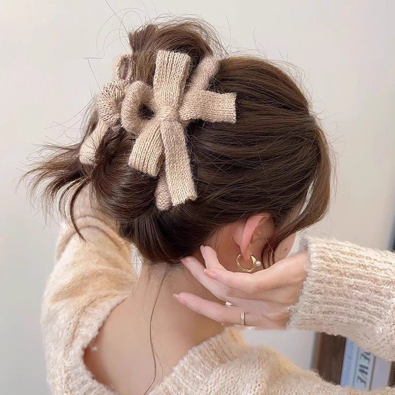 Knitted Bow Hair Claw Clip