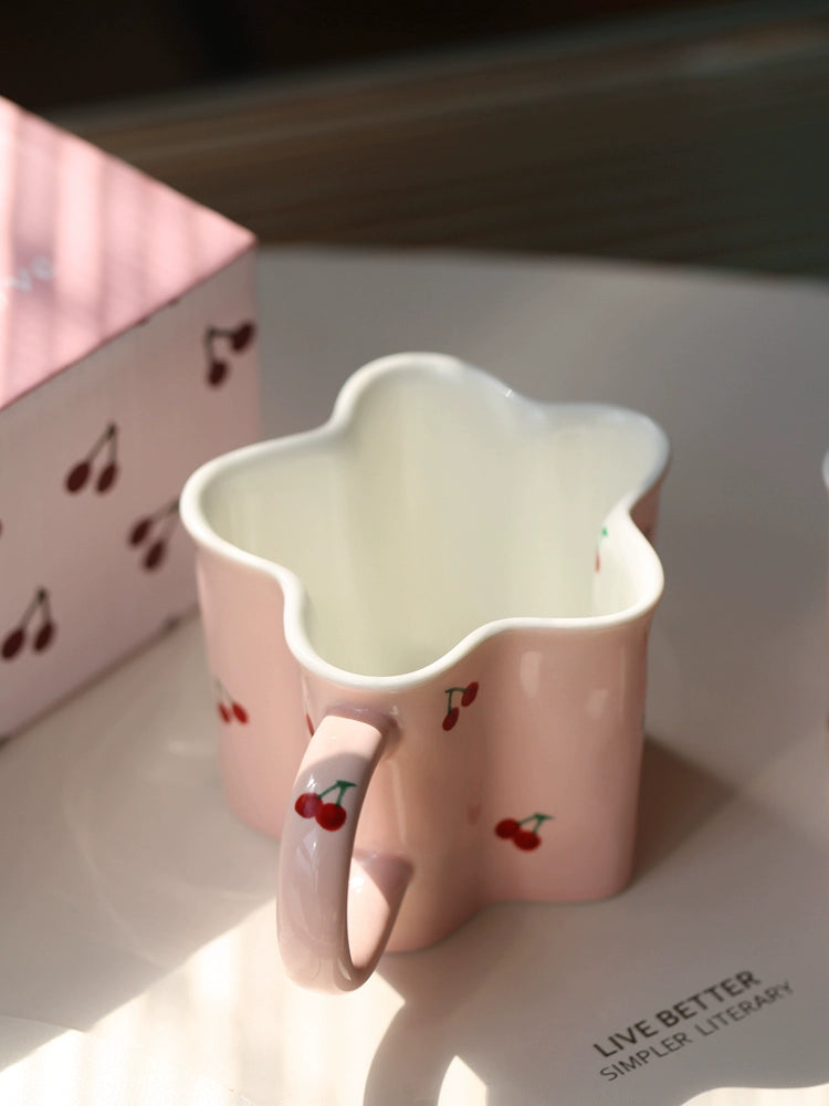 Flower Cherry Ceramic Cup