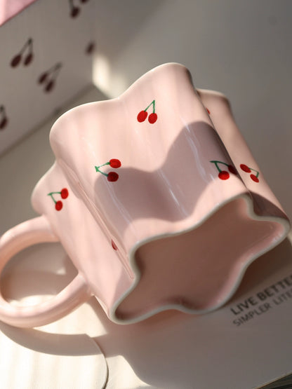 Flower Cherry Ceramic Cup