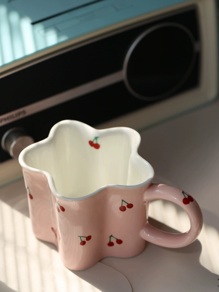 Flower Cherry Ceramic Cup