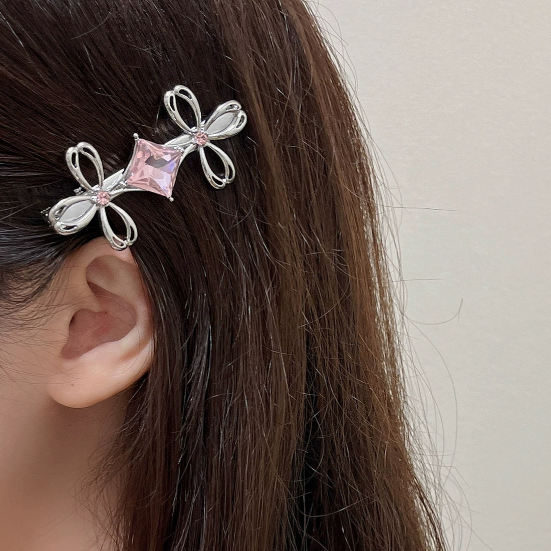 Pink Diamond Bow Hairpin