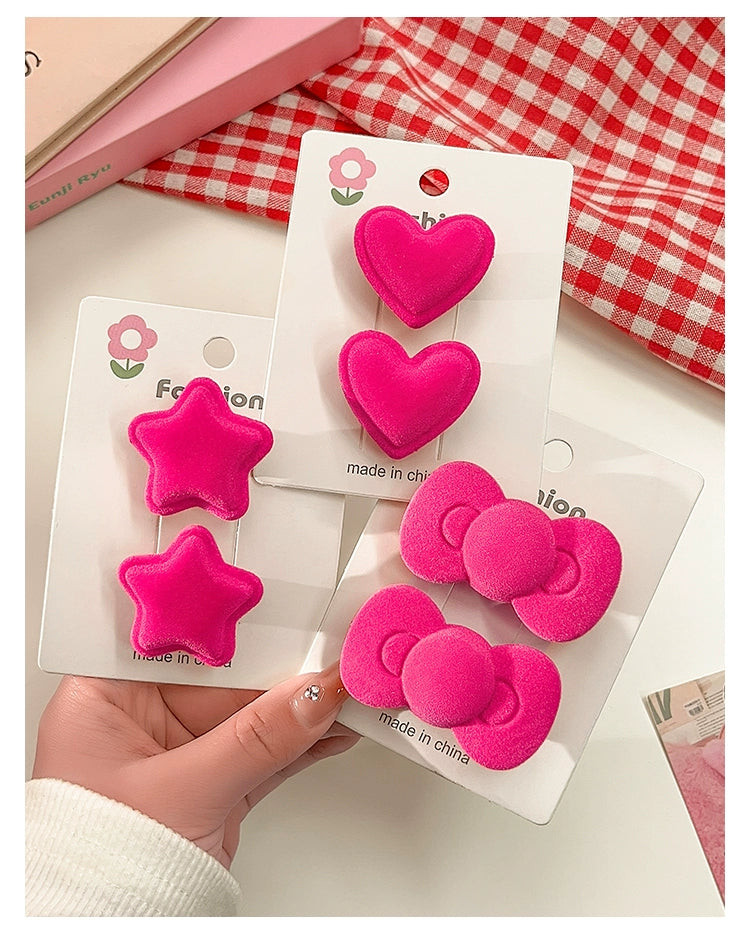 Pink Plush Hairpins