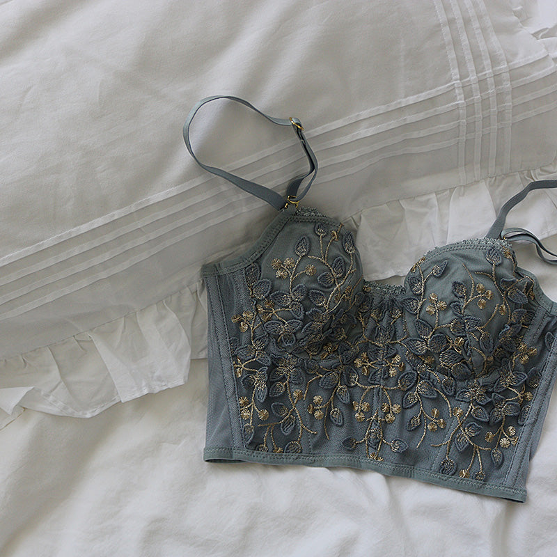 Garden Branch Embroidered Lingerie Set