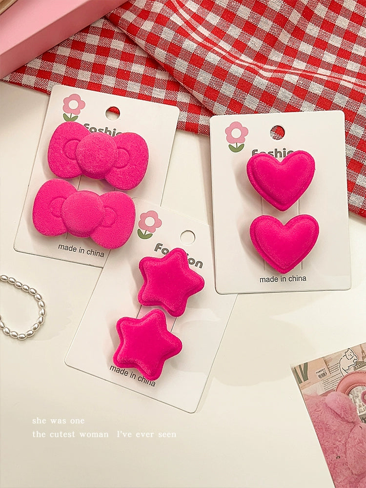 Pink Plush Hairpins