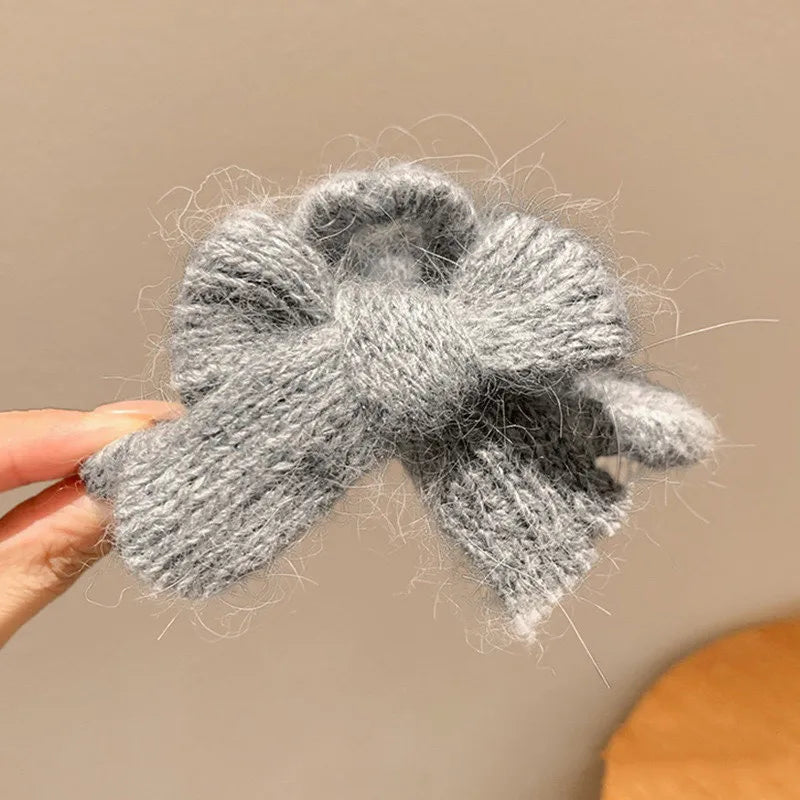 Knitted Bow Hair Claw Clip