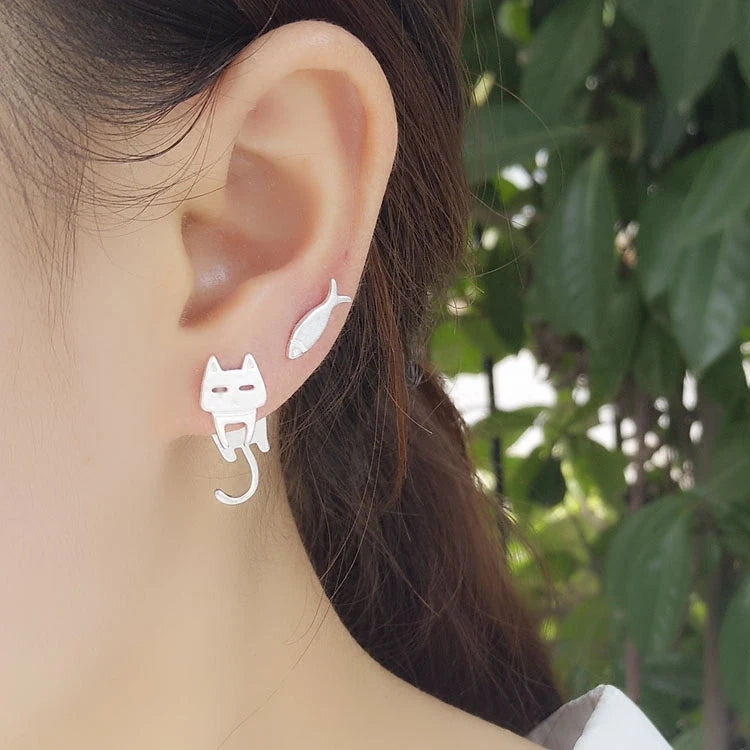 Chilling Cat Stud Earrings