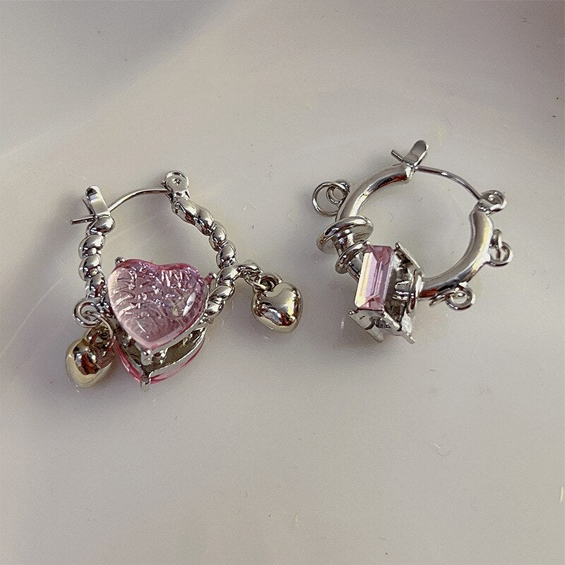 Y2K Pink Rhinestone Earrings