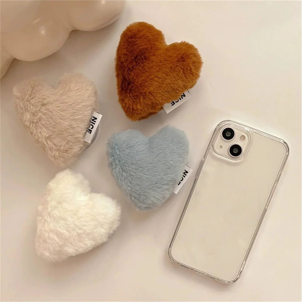 Furry Heart Plush Pop-Socket