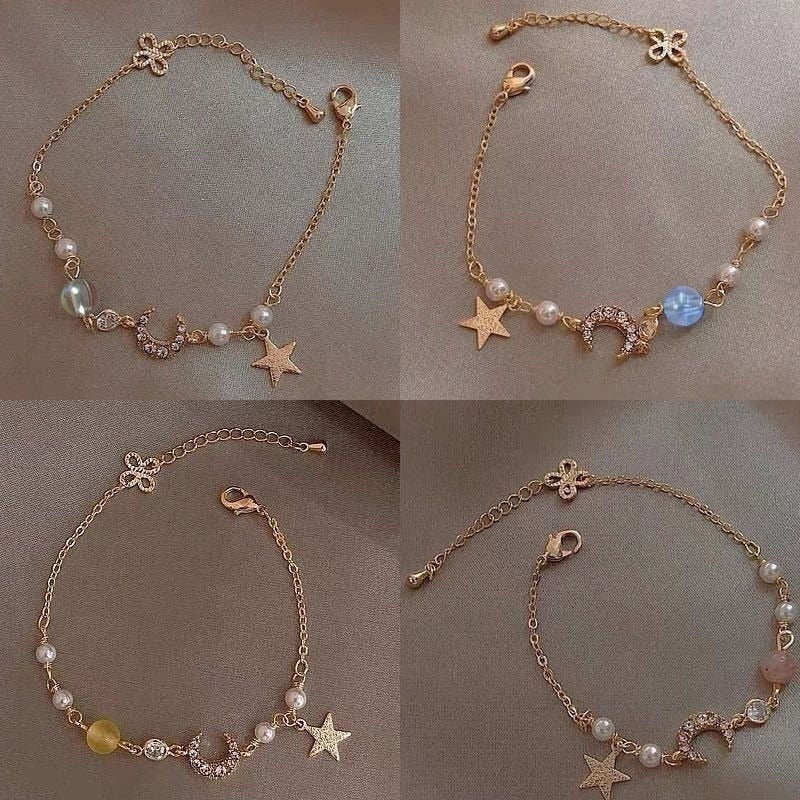 Star and Moon Pearl Bracelets