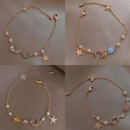 Star and Moon Pearl Bracelets