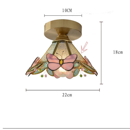 Stained Glass Butterfly Pendant Lamp