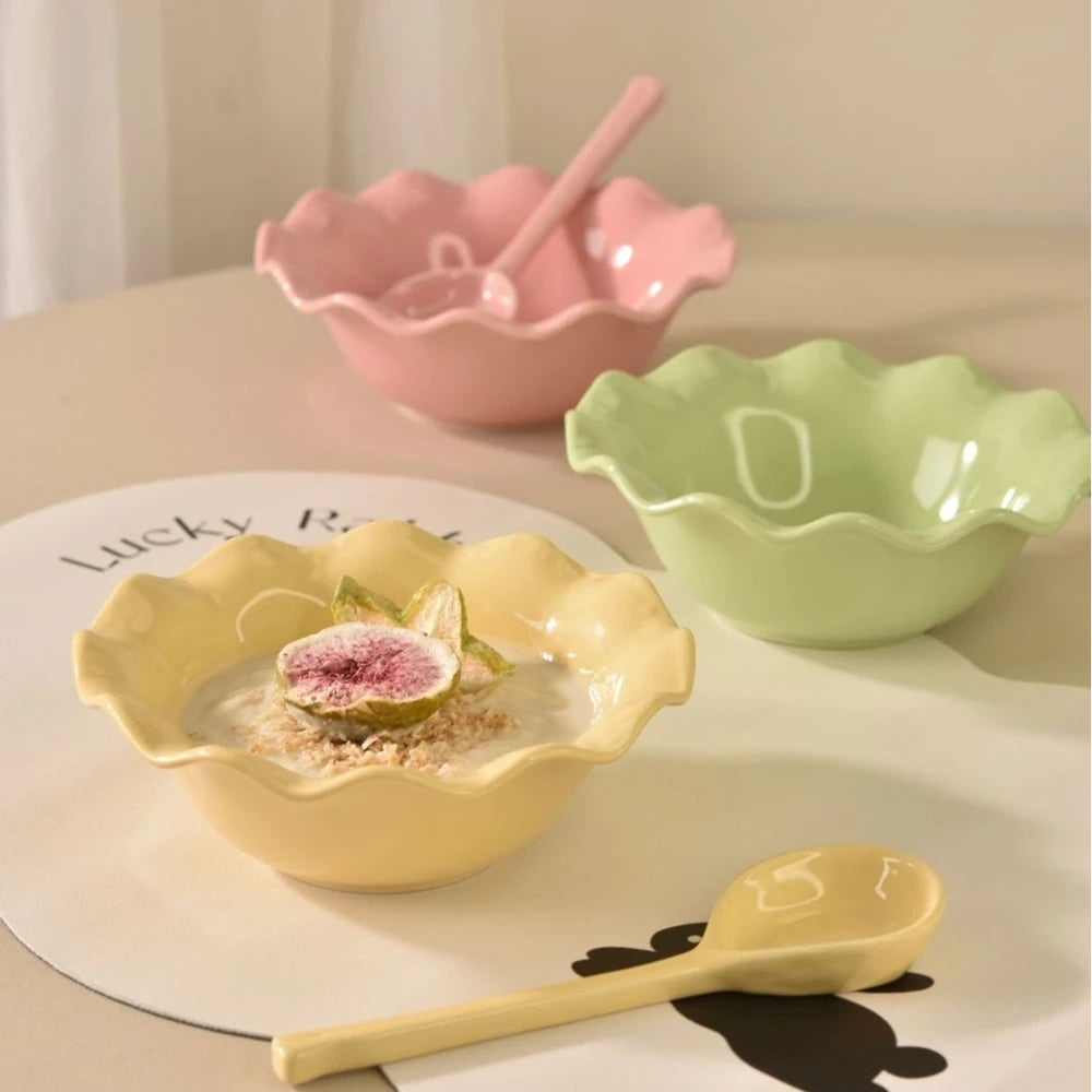Ceramics Lace Bowl &amp; Spoon